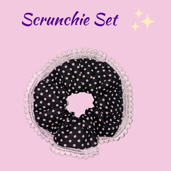 Three Piece Polka Dot Scrunchie Set - Picture 4 of 5